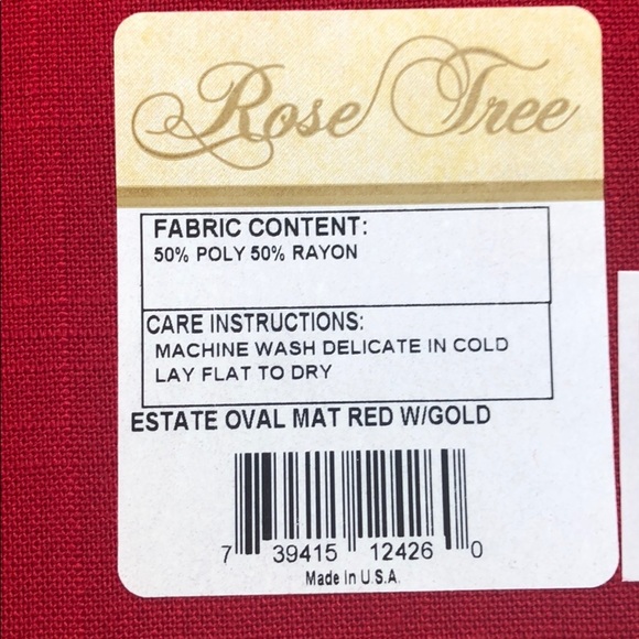 Gold Trim Red Solid Oval Dining Table Placemats - Picture 3 of 5